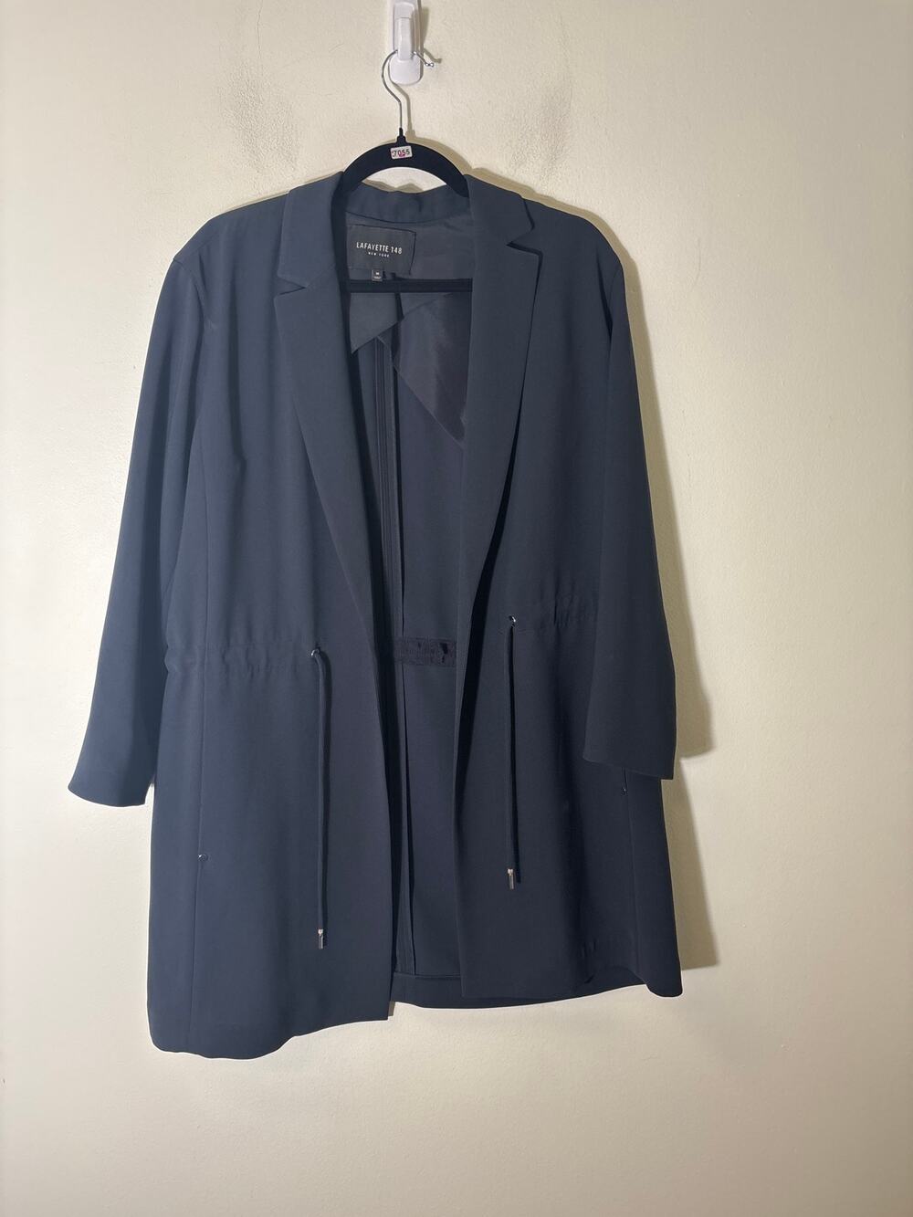 Lafayette 148 Navy Drawstring Waist Jacket Sz M